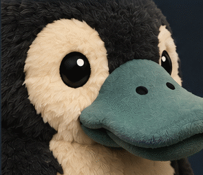Pyy plushie, face close-up
